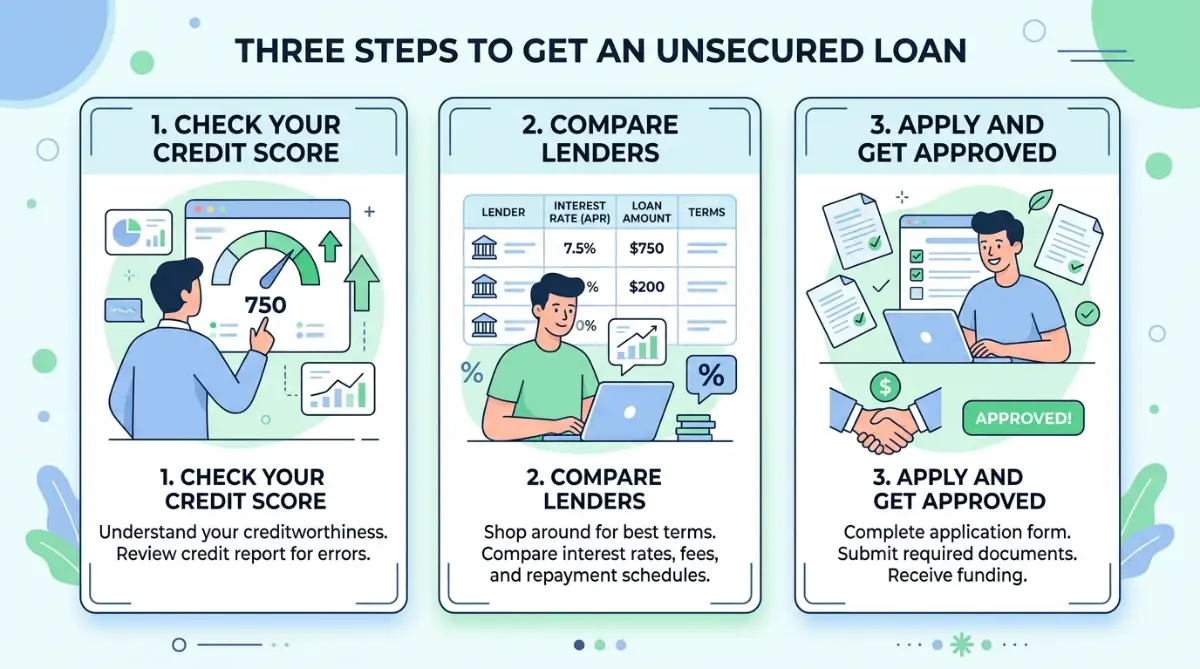 Comparison chart showing benefits and risks of unsecured personal loans for beginners.